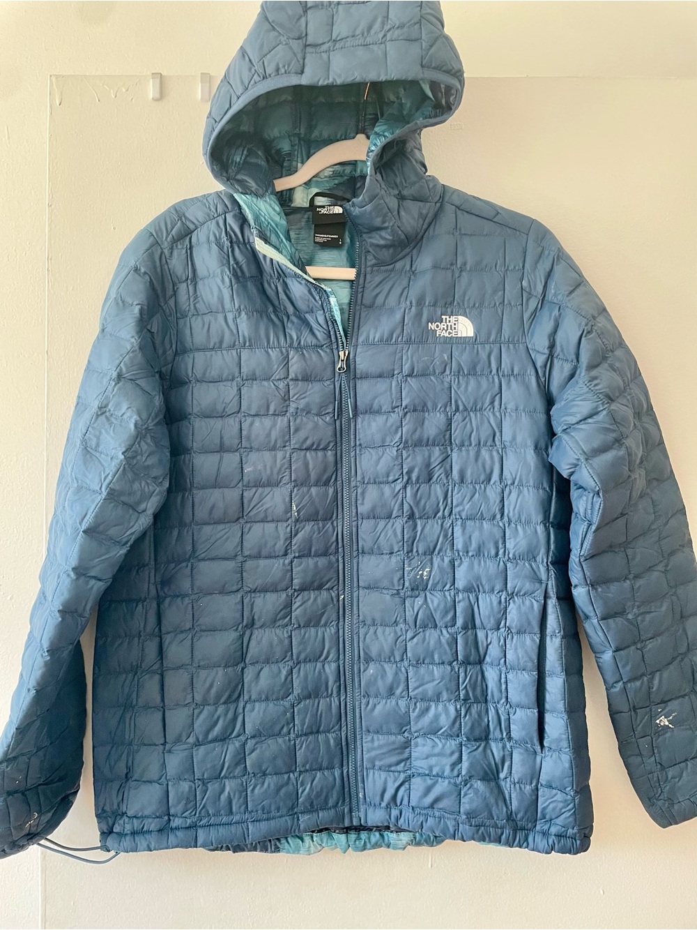 The North Face Slate Blue Quilted Hooded Puffer Jacket